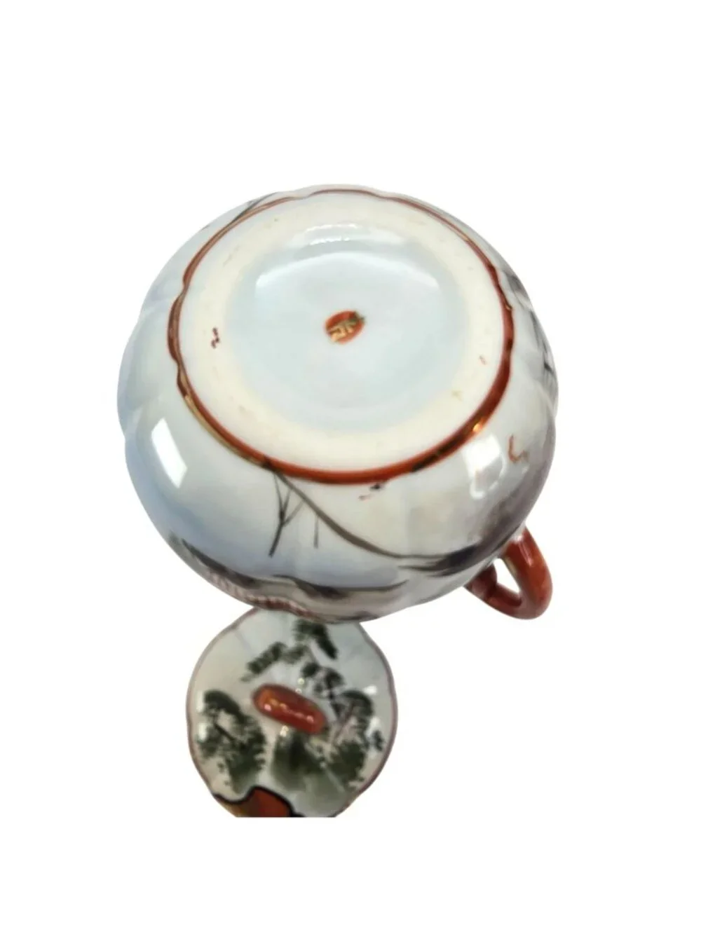 Vintage Japanese Sugar Bowl Hand-Painted Porcelain Lidded With Handles JE322
